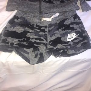 Nike Blue Army Short Set Hoodie And Shorts